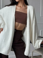 Faux alpaca cardigan loose lazy style