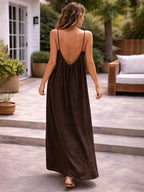 Women's Solid Color Backless Cami Dress