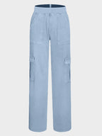 Mid Rise Pockets Straight Leg Casual Cargo Jeans