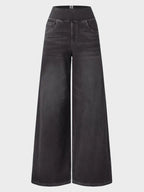High Waisted Pockets Baggy Wide Leg Washed Casual Jeans