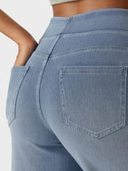 High Waisted Pockets Baggy Wide Leg Washed Casual Jeans