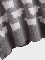 Women's Crew Neck oversize Alpaca Print Sweater
