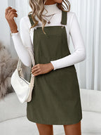 Women's Cute Corduroy Overall Bib Pinafore Suspender Dress
