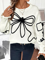 Womens Knitted Pullover Bow Sweater