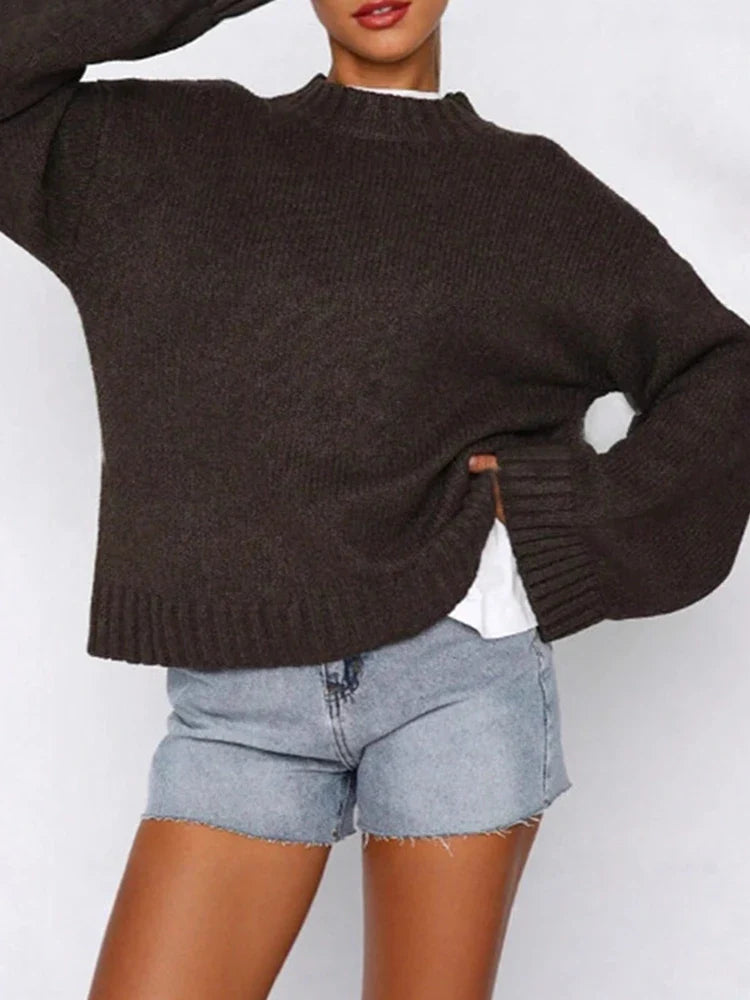 Solid Color Knit Sweater