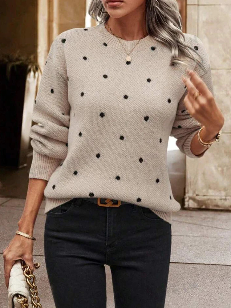 Polka Dot Jacquard Knit Sweater