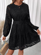 Women's Floral Jacquard Mesh Gothic Dress