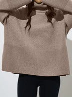 Women's Oversized Turtleneck Batwing Sleeve Casual Loose Knit Pullover Sweater