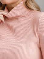 Women's Ribbed Turtleneck Sweater Long Sleeve
