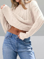 Women's Oversized Cable Knit Crewneck Sweaters