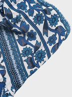 Floral Print Strapless Blue & White Resort Maxi Dress