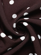 Polka Dot Satin Halter Dress – V-Neck A-Line Silhouette