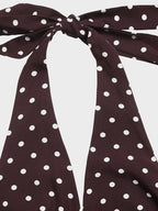 Polka Dot Satin Halter Dress – V-Neck A-Line Silhouette