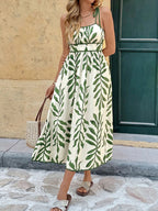 Leaf Print Midi Dress