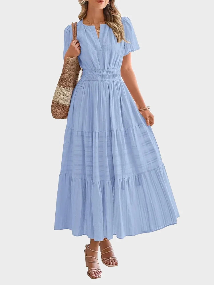 Women’s Casual Short Sleeve Maxi Dress with Pockets