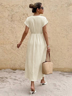 Women’s V Neck Short Sleeve Maxi Dress