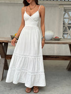 Women’s White Boho Maxi Dress