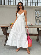 Women’s White Boho Maxi Dress