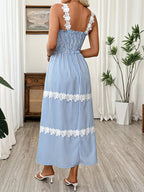 Womens Striped Dress  Sleeveless Spaghetti Strap Maxi Dress