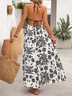 Women's Vacation Beach Dress Spaghetti Strap V Neck Summer Boho Maxi