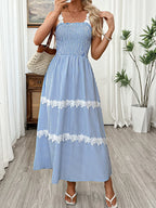 Womens Striped Dress  Sleeveless Spaghetti Strap Maxi Dress