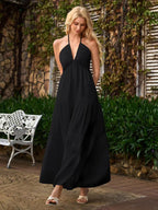 Halter Neck Tiered Maxi Dress
