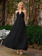 Halter Neck Tiered Maxi Dress