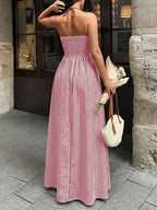 Women’s Striped Halter Neck Maxi Dress