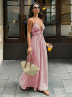 Women’s Striped Halter Neck Maxi Dress