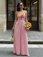 Women’s Striped Halter Neck Maxi Dress