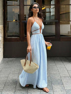 Women’s Striped Halter Neck Maxi Dress