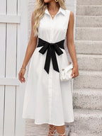 Women's Sleeveless Button Down Shirt Dress