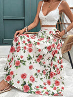 Women's Pleated Skirt Chiffon Elastic Waist A-Line Midi Length Skirt