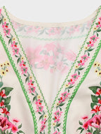 Boho Floral Print V Neck Midi Dress