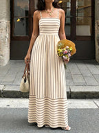 Women's Striped Spaghetti Strap Maxi Dress