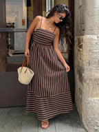 Women's Striped Spaghetti Strap Maxi Dress