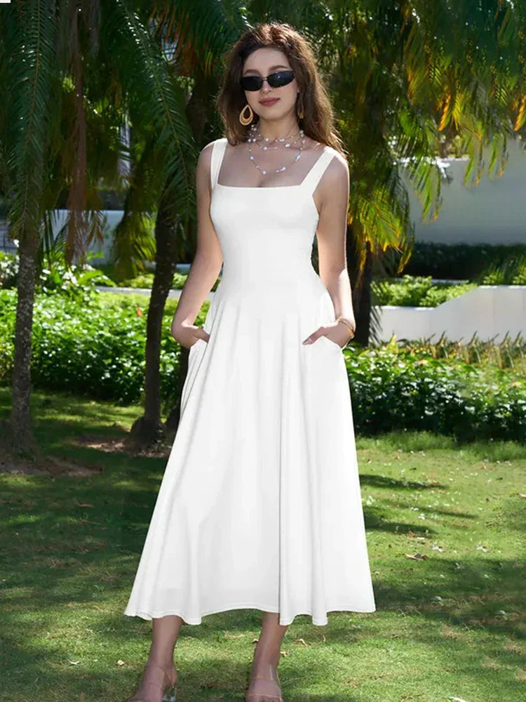 Women’s Elegant Square Neck Maxi Dress