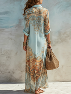 Elegant Mediterranean Blouse Dress