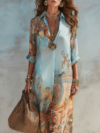 Elegant Mediterranean Blouse Dress