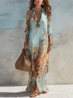 Elegant Mediterranean Blouse Dress