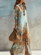 Elegant Mediterranean Blouse Dress
